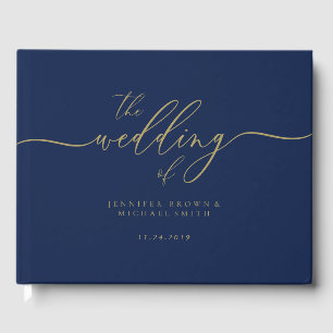 Livre D'or Mariage Simple Or Bleu Marine