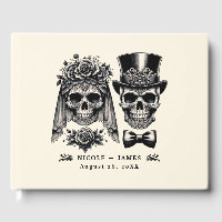 Mariage squelette vintage noir et or crème 