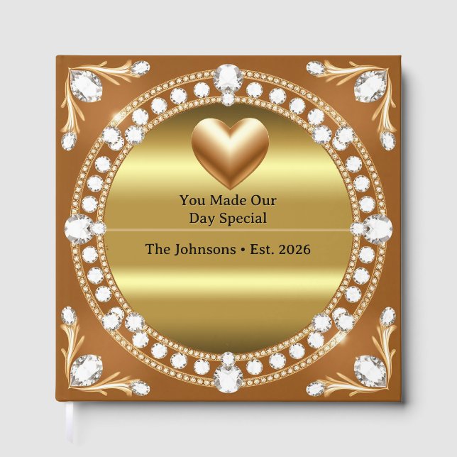 Livre D'or 💍 Mariage Style Monogramme Cœur Doré 🌹 (Recto)