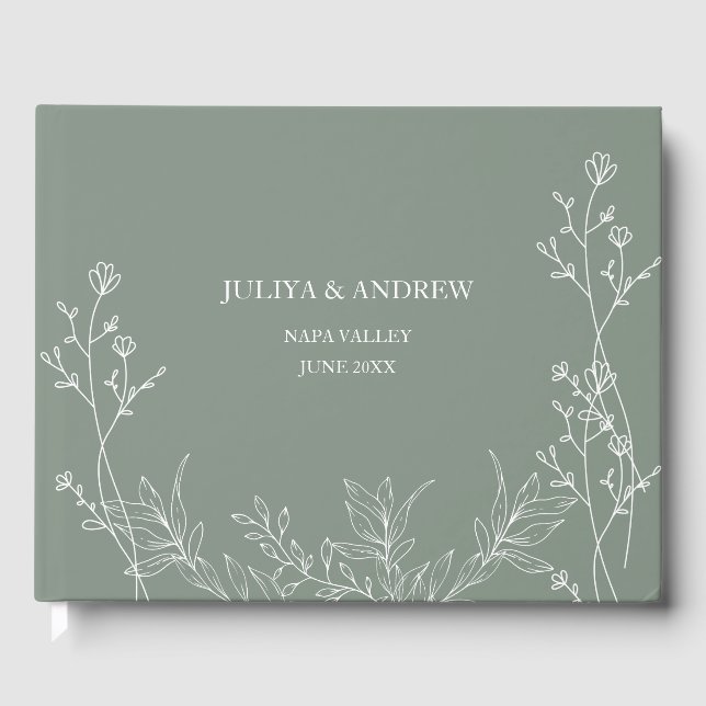 Livre D'or Mariage tendance saga vert (Recto)