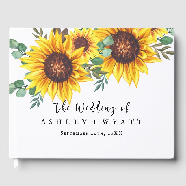 Livre D'or Mariage Tournesol Jaune Moderne (Recto)