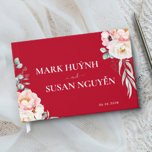 Livre D'or Mariage traditionnel chinois Paeonia (ROUGE)