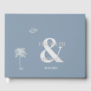 Livre D'or Mariage tropical minimaliste Dusty Blue