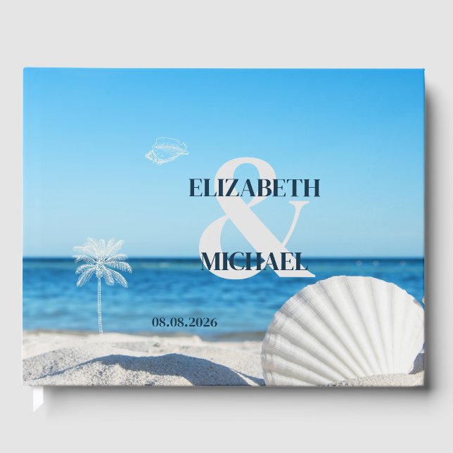 Livre D'or Mariage Tropical sur une Plage Océane (Recto)