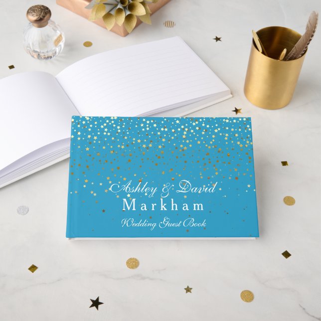 Livre D'or Mariage Turquoise Bleu (Recto ouvert)