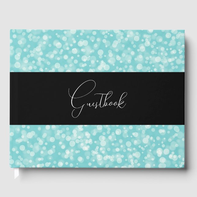 Livre D'or Mariage turquoise Retro Speckled Bokeh (Recto)