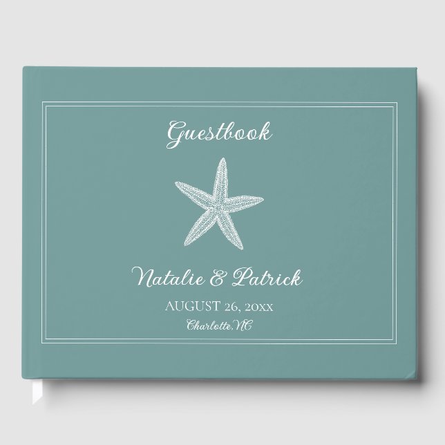 Livre D'or Mariage turquoise Starfish (Recto)