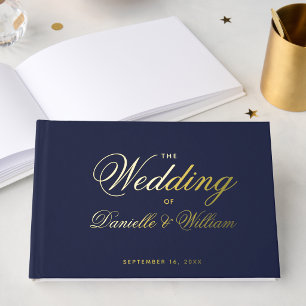 Livre D'or Mariage Typographie de calligraphie bleu marine 
