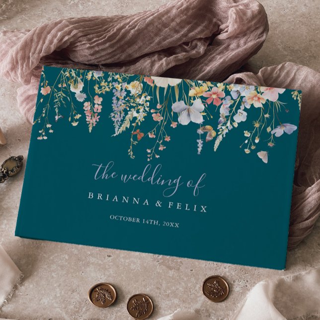 Livre D'or Mariage vert Fleur sauvage multicouleur été (Créateur téléchargé)