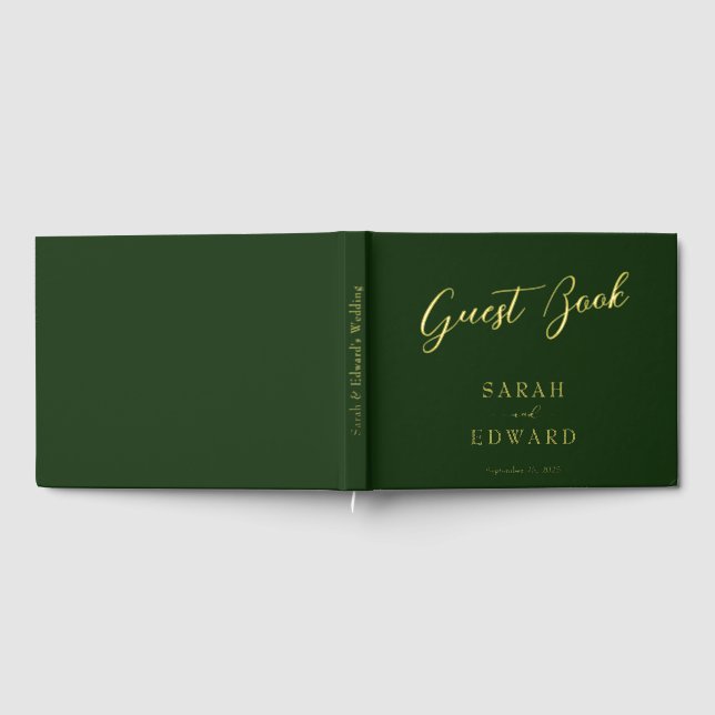 Livre D'or Mariage vert foncé Gold Foil Guestbook (Complet)