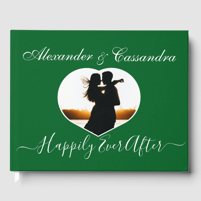 Livre D'or Mariage vert minimal pour bijou émeraude (Recto)