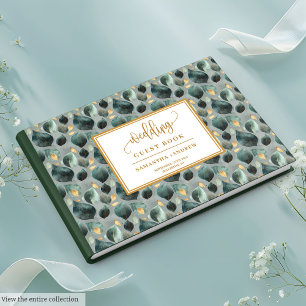 Livre d'or mariage vert profond avec verdure