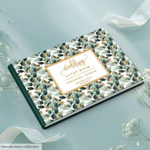 Livre d'or mariage vert profond avec verdure