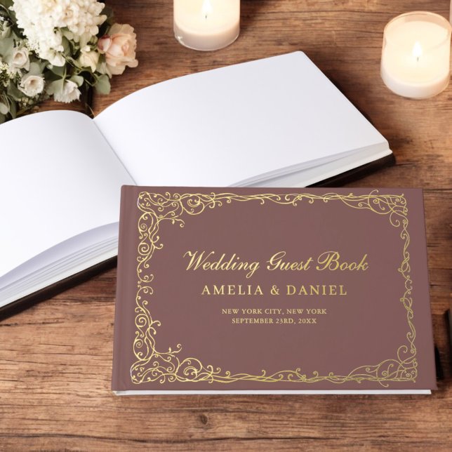 Livre D'or Mariage vintage de calligraphie florale victorienn (Créateur téléchargé)