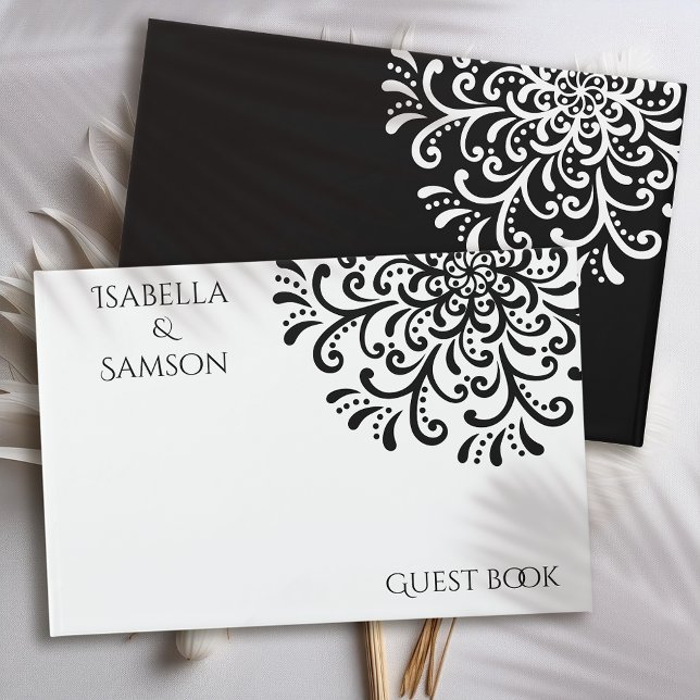 Livre D'or Mariage Whimsical noir et blanc (Créateur téléchargé)