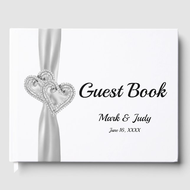 Livre d'or Mariage White Diamond Hearts (Recto)