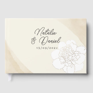 Livre D'or Mariage White Peonies Blossoms