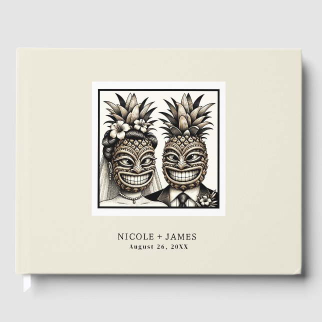 Livre D'or Mariée et chambre Aloha Pineapple Tiki Mariage (Recto)