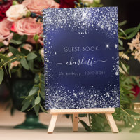 Livre d'or marine bleu argent parties scintillant