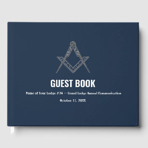 Livre D'or Marine Blue Freemasons Masonry Carré et boussole