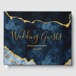 Livre D'or Marine Blue Gold Foil Agate Marbre Mariage doré<br><div class="desc">Marine Blue & Gold Foil Aquarelle Marbre Agate Gilded Geode Design,  avec polices Moderne et Script. Mariage tendance et chic ou tout événement Livre d'or ! ~ Regardez ma boutique pour voir l'ensemble de la suite mariage pour ce design!</div>