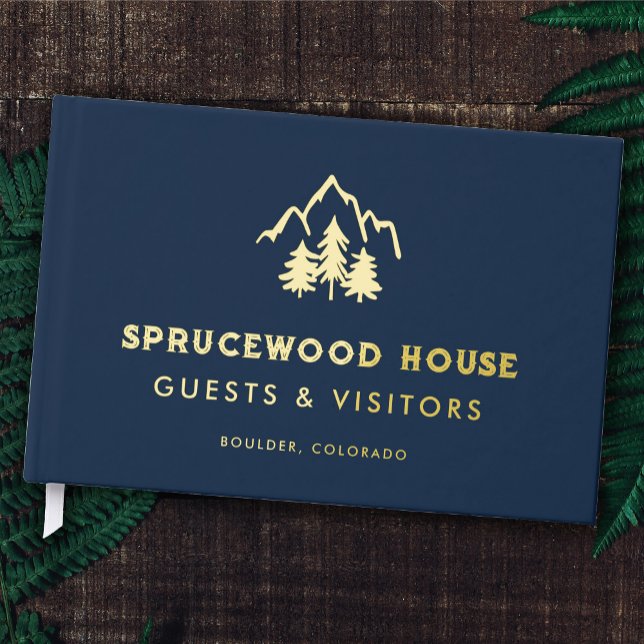 Livre D'or Marine Blue Gold Mountains Pines BnB Cabine de loc (Créateur téléchargé)