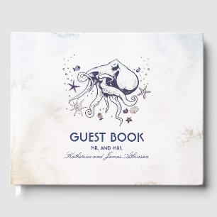 Livre D'or Marine Octopus Beach Aquarelles Mariage nautique