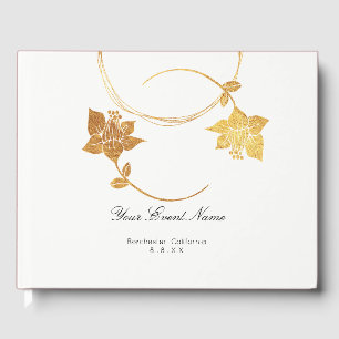 Livre D'or Maron Bourgogne or Mariage Floral Blanc