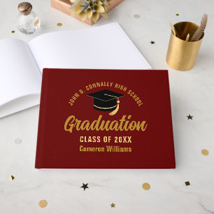 Livre D'or Maroon Gold Graduate Custom 2025 Graduation Party