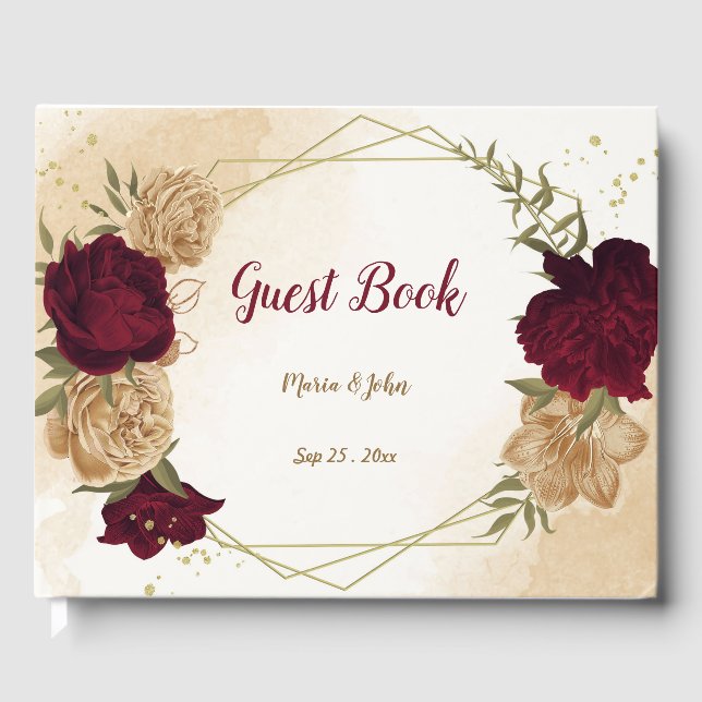 Livre D'or Maroon vert beige or botanique (Recto)