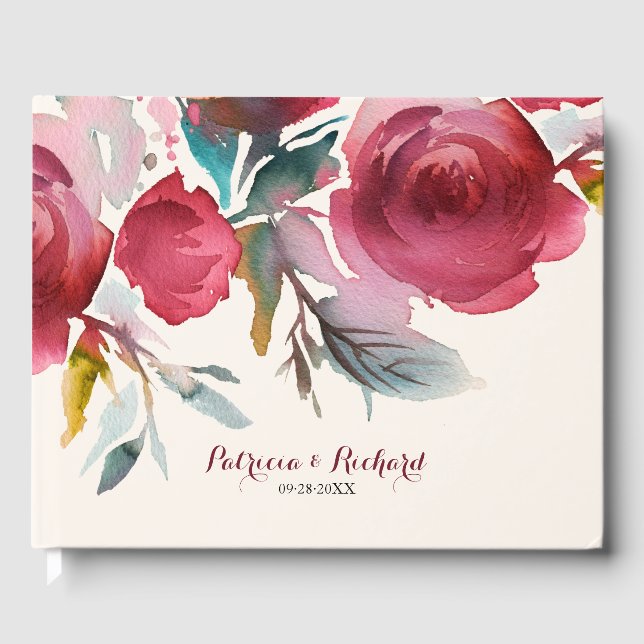 Livre D'or Marsala Boho de Bourgogne Mariage romantique Flora (Recto)