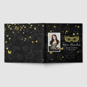 Livre D'or Masquerade Party Photo Real Gold Foil Black Quince