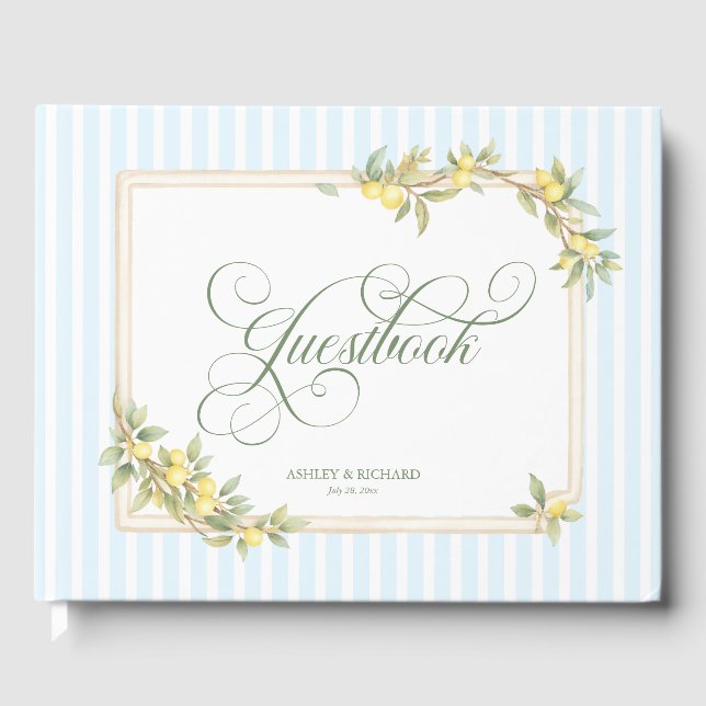 Livre D'or Mediterranean Lemon Coastal Stripe Wedding (Recto)