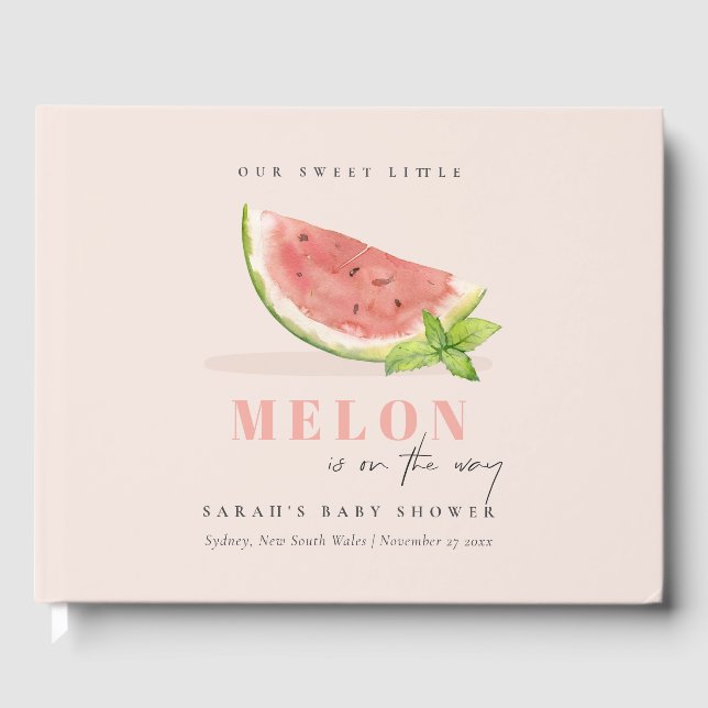 Livre D'or Mélange Notre Petit Melon Baby shower Aquarelle Bl (Recto)