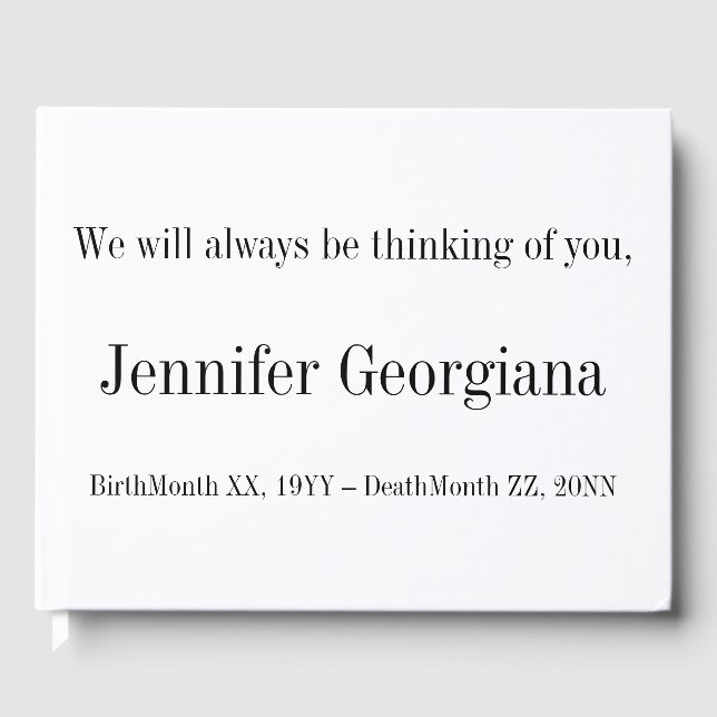 Livre d'or Mémoires simples et minimes (Recto)