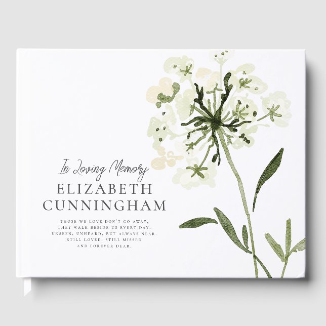 Livre D'or Mémorial Aquarelle Fleur Botaniques Élégant Chic (Recto)