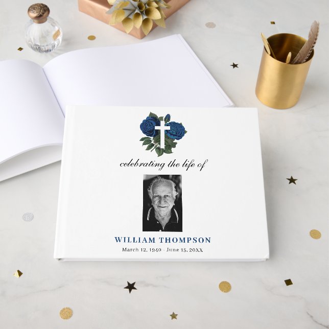 Livre D'or Mémorial Célébrant La Vie Des Funérailles Photo (Recto ouvert)