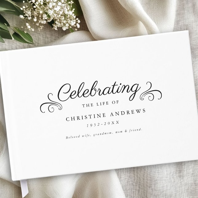 Livre D'or Mémorial "Célébration de la vie" Blanc (Memorial "Celebration of life" White Guest Book)