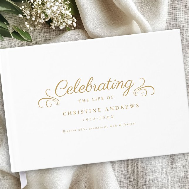 Livre D'or Mémorial "Célébration de la vie" Blanc (Memorial "Celebration of life" White Guest Book)
