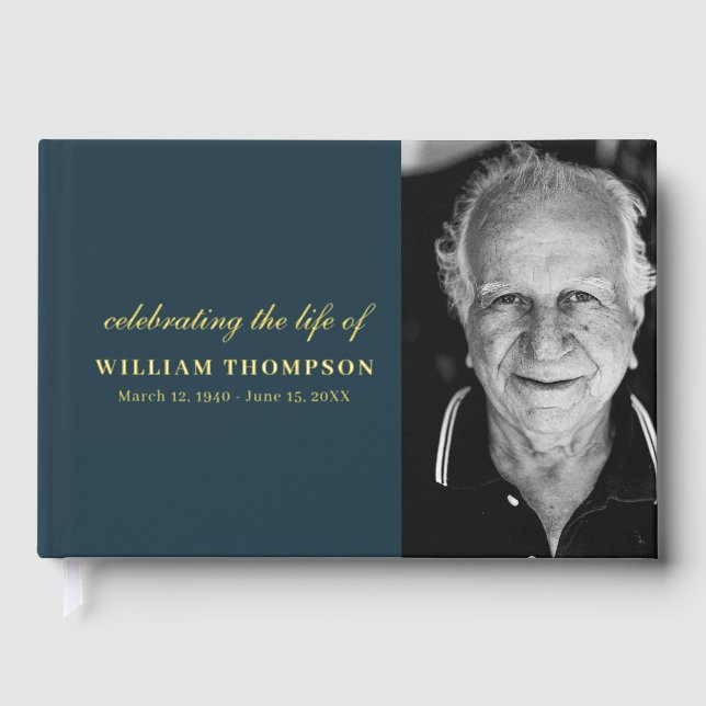 Livre D'or Memorial Celebration Life Funeral Marine Gold Phot (Recto)