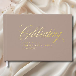 Livre D'or Mémorial "Célébrer la vie de" Gold-Foil, Brown