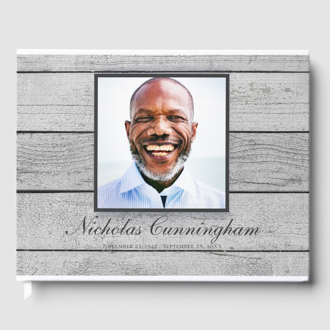 Livre D'or Mémorial classique et simple photo en bois clair (Recto)