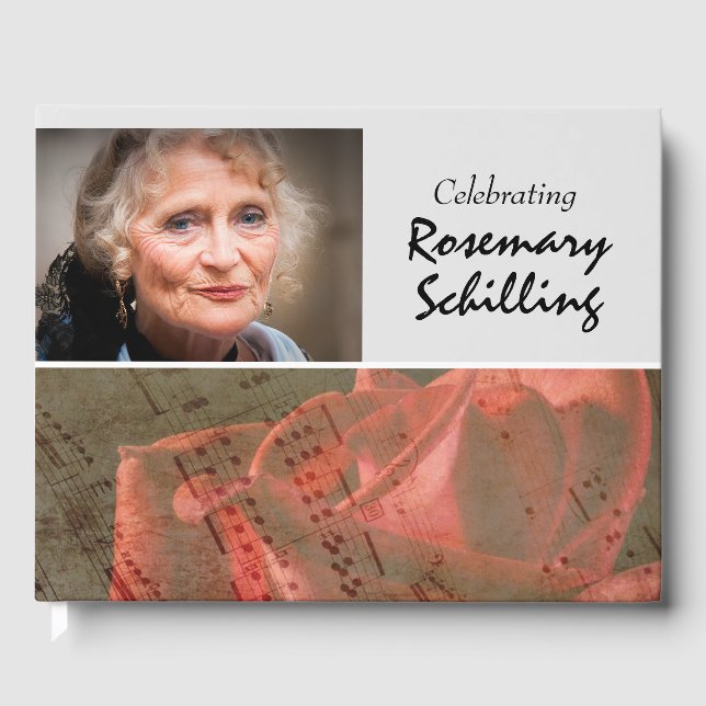 Livre D'or Mémorial de musique rose et feuille (Recto)