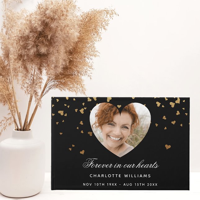 Livre D'or Mémorial en or noir coeurs photo (Créateur téléchargé)
