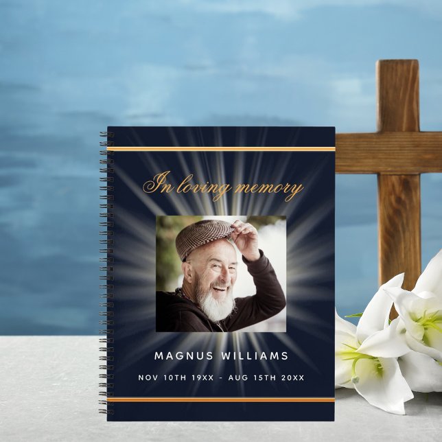 Livre d'or mémorial funéraire bleu or photo (Créateur téléchargé)