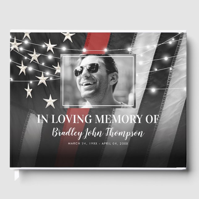 Livre D'or Mémorial funéraire des pompiers | Ligne rouge minc (Recto)