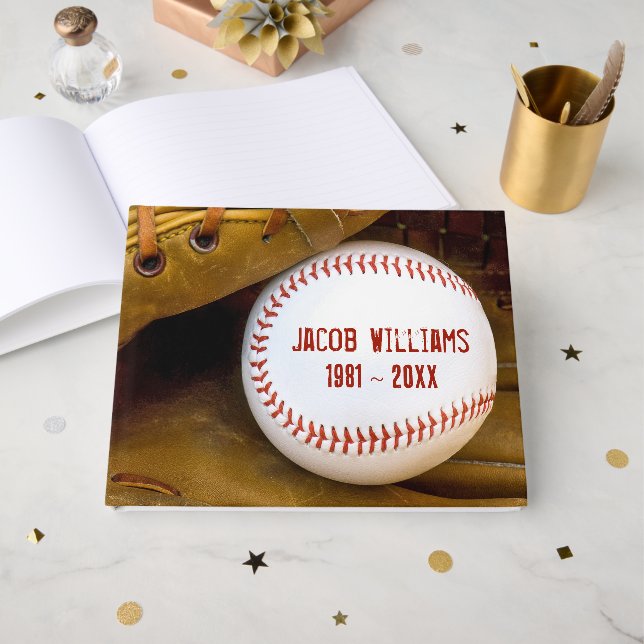 Livre D'or Memorial Service Baseball In Glove (Recto ouvert)