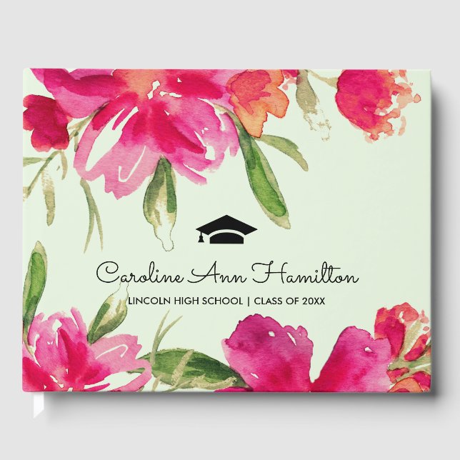 Livre D'or Menthe | Fuchsia Floral Graduation (Recto)