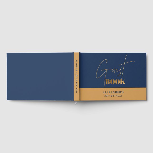 Livre D'or Merci pour ton anniversaire, écriture dorée et mar (Complet)