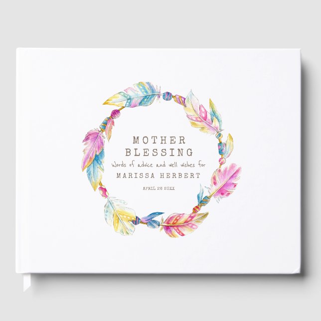 Livre D'or Mère Blesser perles plumes boho coloré (Recto)